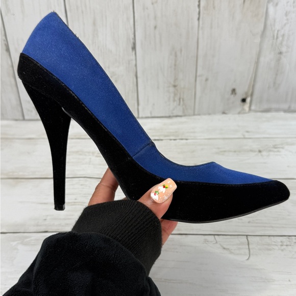 SS Signature Stiletto Women’s High Heel Black And Blue Party Shoes Size 8.5 - Picture 1 of 17